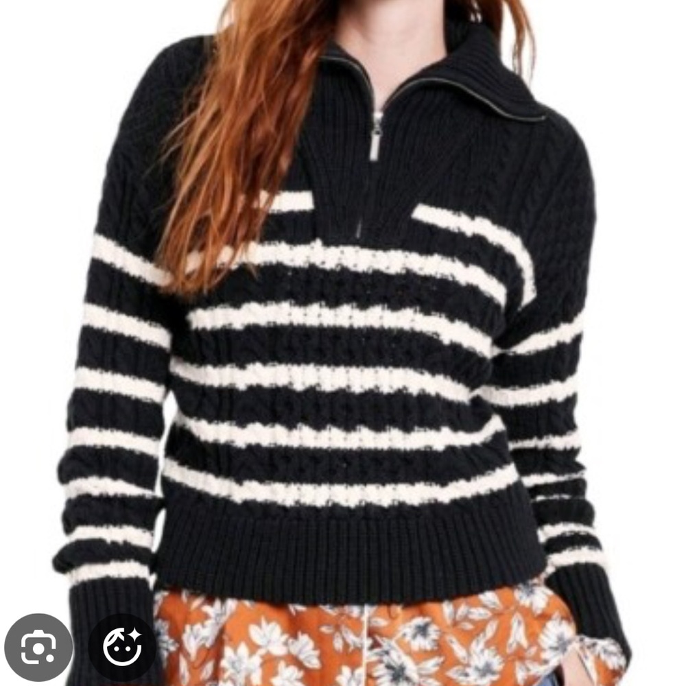 La Ligne for Target Black and White Striped Cable Knit Sweater